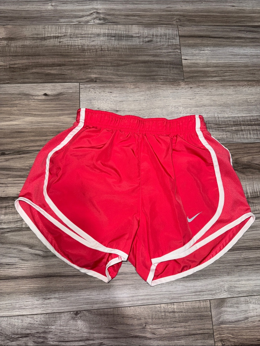 Nike Women's Red Athletic Shorts with White Trim